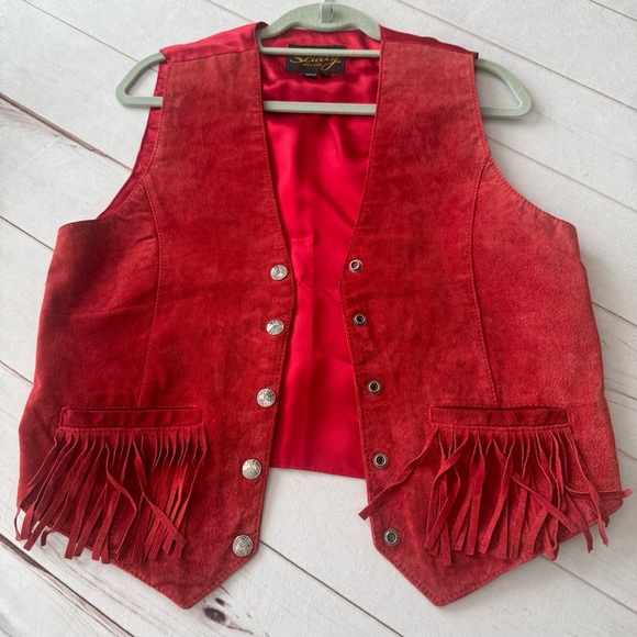 Scully Jackets & Blazers - Scullly Red Genuine Leather Fringe Vest Coachella, Cowgirl, Rodeo Women’s 10